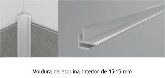 moldura de esquina interior de 15 15mm